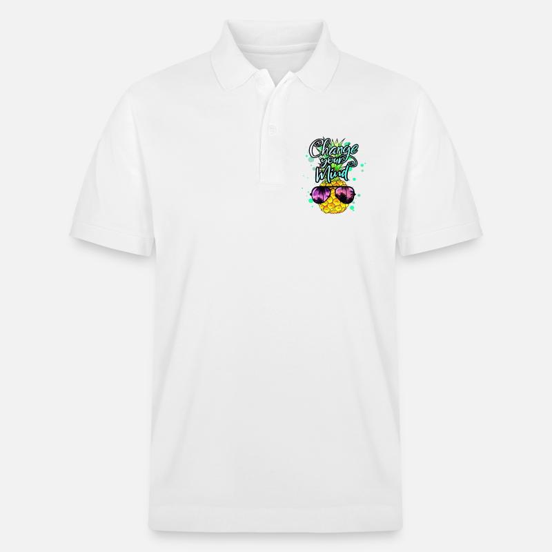 Ananas verändere dein Denken - Stanley/Stella Unisex Bio-Poloshirt PREPSTER - Weiß