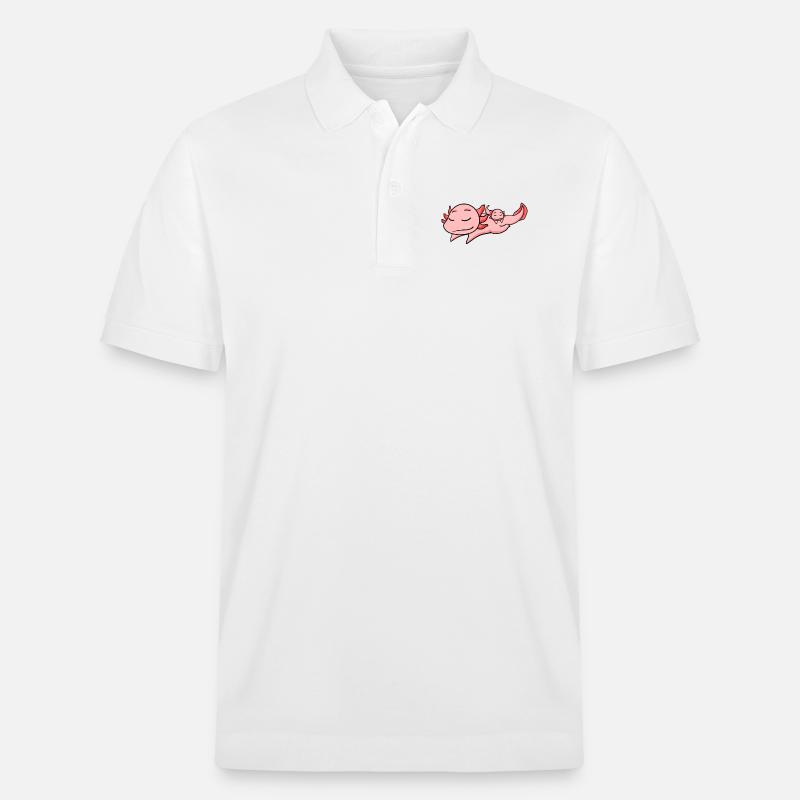 Axolotl Papa avec Bébé Axolotl - Polo PREPSTER bio Stanley/Stella Unisexe - blanc