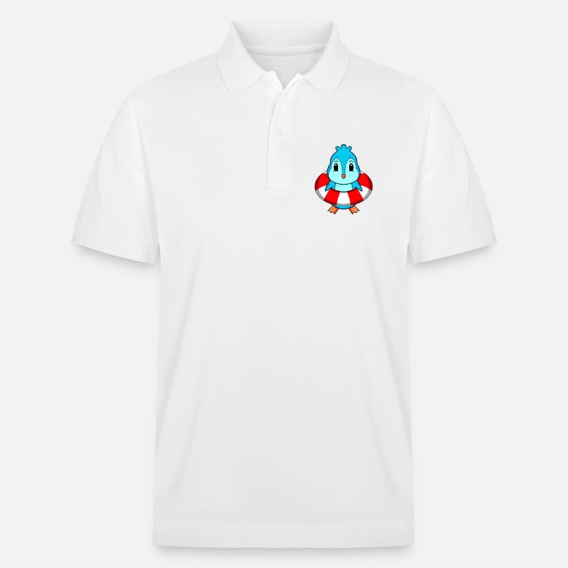 Pinguin Schwimmen Rettungsring - Stanley/Stella Unisex Bio-Poloshirt PREPSTER - Weiß