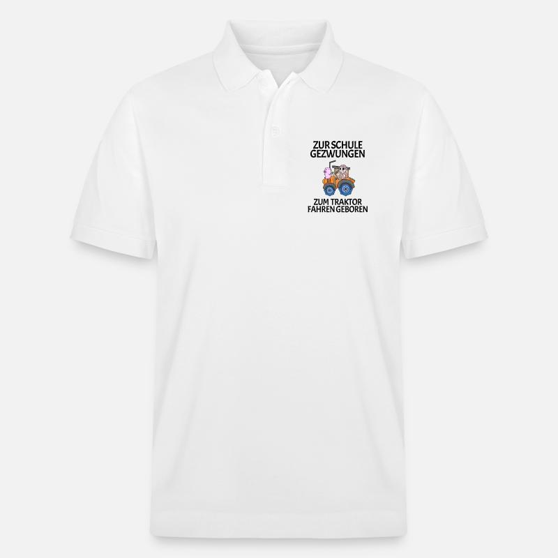 Schule Einschulung Traktor Geschenk Lustig - Stanley/Stella Unisex Bio-Poloshirt PREPSTER - Weiß