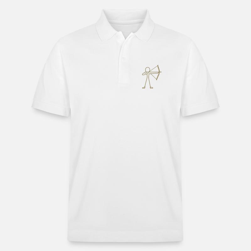 Strichmännchen Bogen Bogenschießen Bogenschütze - Stanley/Stella Unisex Bio-Poloshirt PREPSTER - Weiß