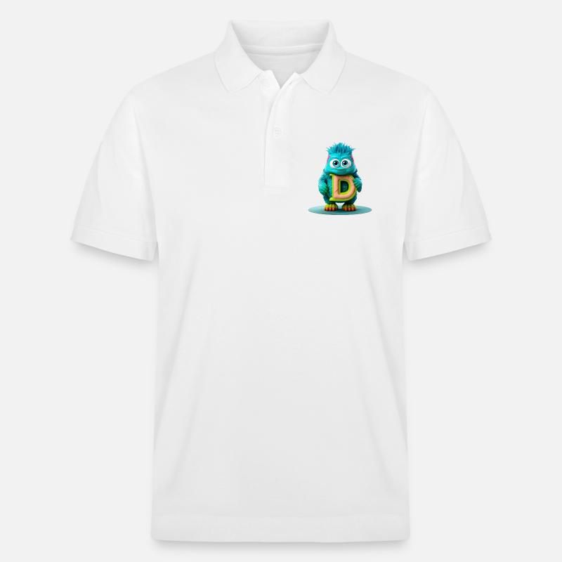 Buntes Monster mit hellem Buchstaben D - Stanley/Stella Unisex Bio-Poloshirt PREPSTER - Weiß