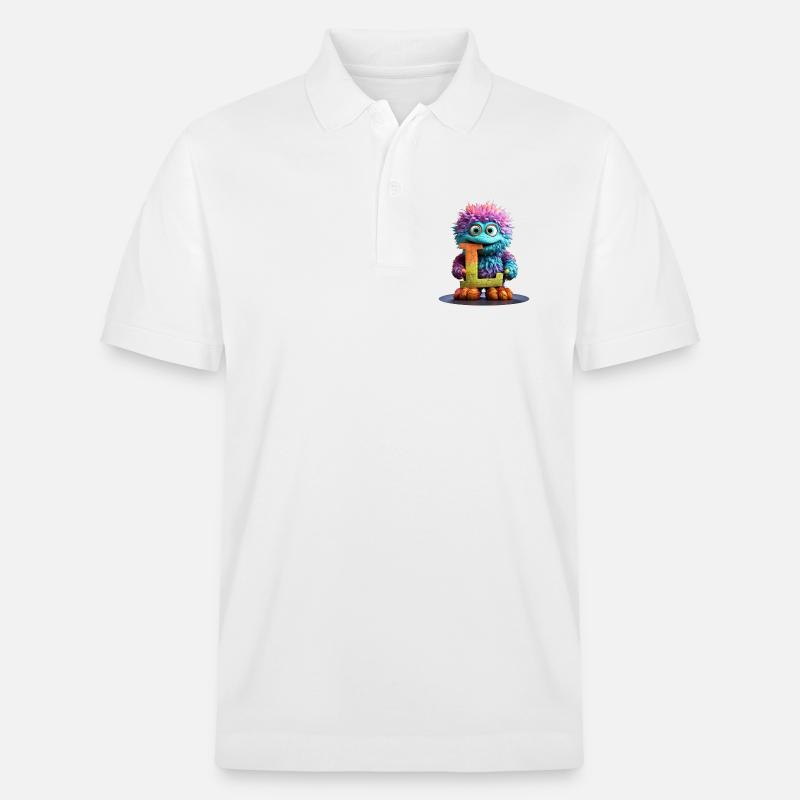 Regenbogenmonster mit Buchstabe L - Stanley/Stella Unisex Bio-Poloshirt PREPSTER - Weiß