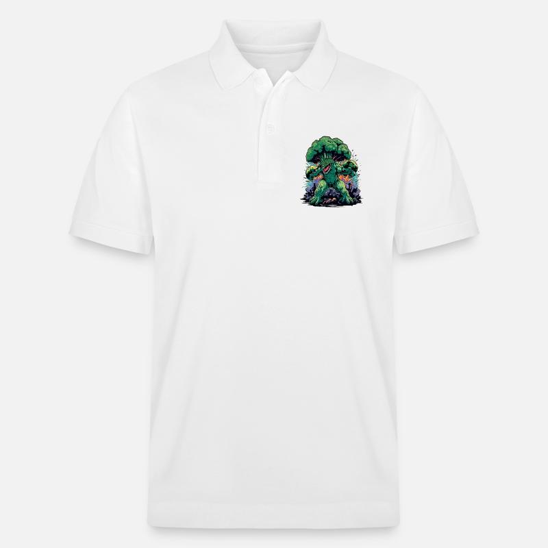 Brokkozilla monstre géant de brocoli - Polo PREPSTER bio Stanley/Stella Unisexe - blanc