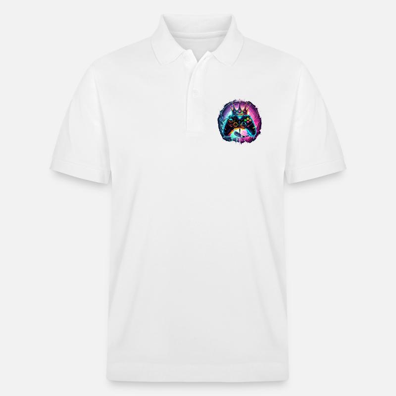 Gaming Controller mit Headset und Krone - Stanley/Stella Unisex Bio-Poloshirt PREPSTER - Weiß