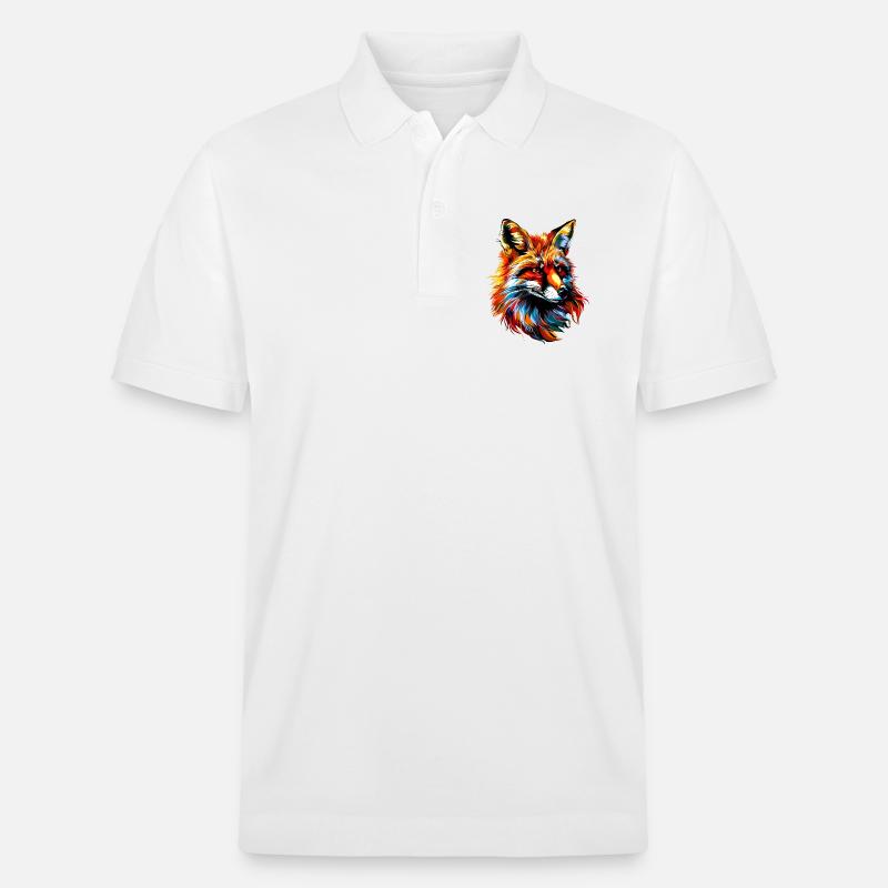 Fox Pop Art Farverige Fox Lover Red Fox Fox Foxes - Stanley/Stella PREPSTER økologisk unisex poloshirt - hvid