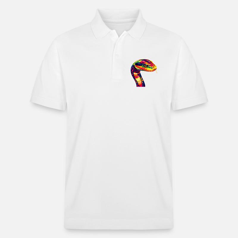 Schlange Python Kobra Mamba Klapperschlange Snake - Stanley/Stella Unisex Bio-Poloshirt PREPSTER - Weiß