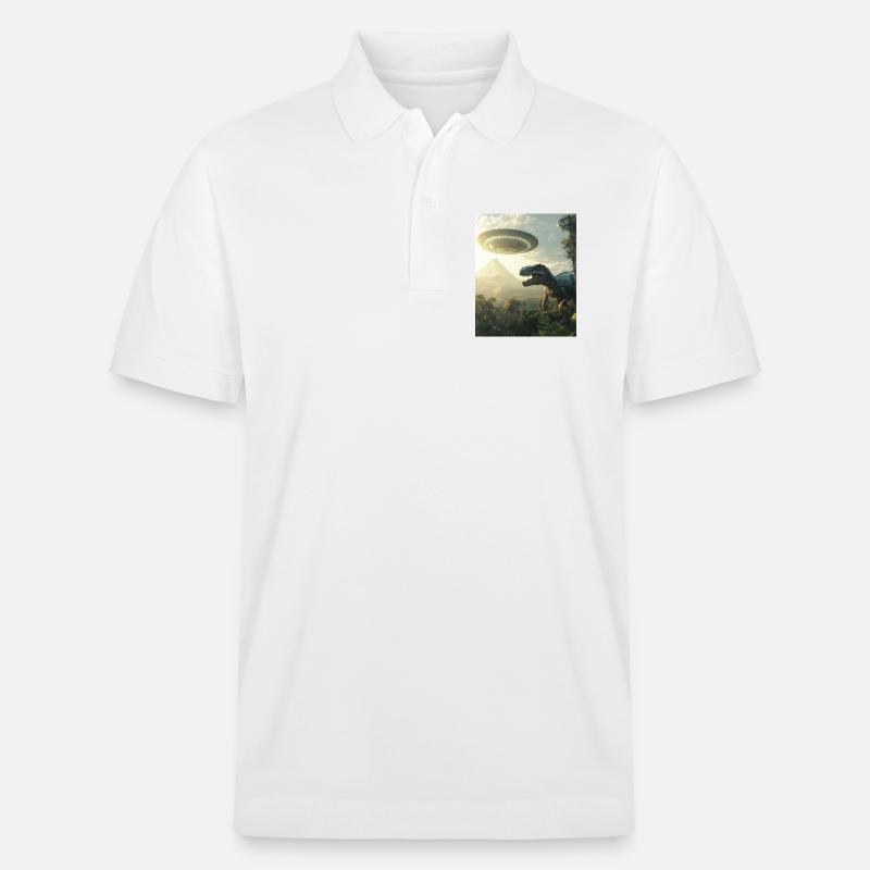 T-Rex Selfie mit UFO - Stanley/Stella Unisex Bio-Poloshirt PREPSTER - Weiß