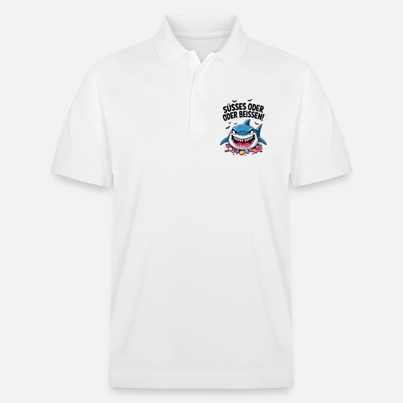 Halloween Süßes oder Saures Hai Süßgkeiten - Stanley/Stella Unisex Bio-Poloshirt PREPSTER - Weiß