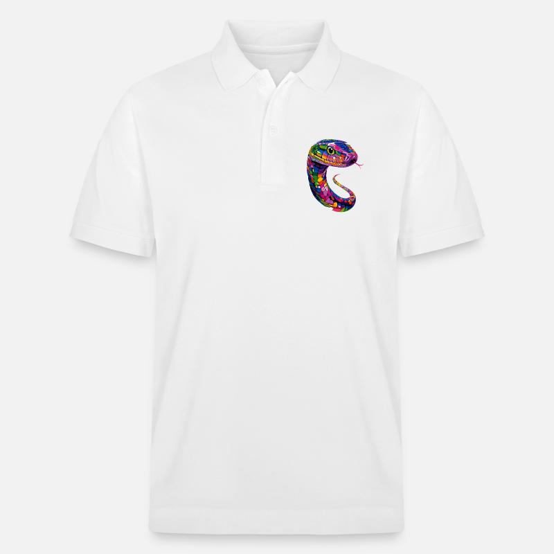 snake, python, cobra, rattlesnake, snakes - Stanley/Stella Unisex Organic Polo Shirt PREPSTER - white