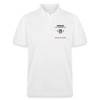 Ferblantier 25e anniversaire 25e anniversaire de l’entreprise - Polo PREPSTER bio Stanley/Stella Unisexe - blanc - Devant - Roxy (174cm) & Andy (188cm)