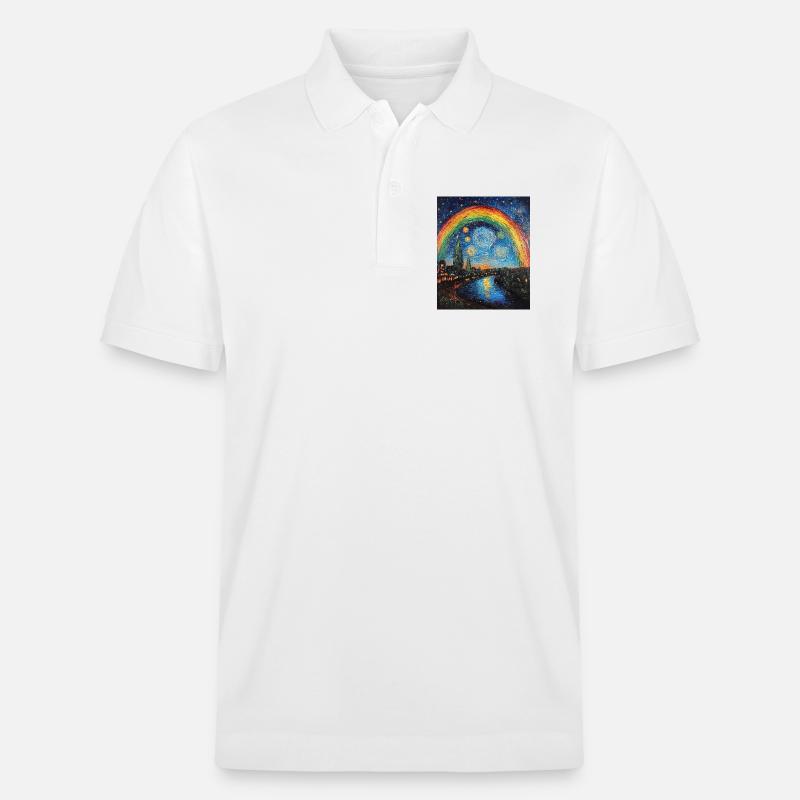 Regenbogen Van Gogh Style Starry Night - Stanley/Stella Unisex Bio-Poloshirt PREPSTER - Weiß