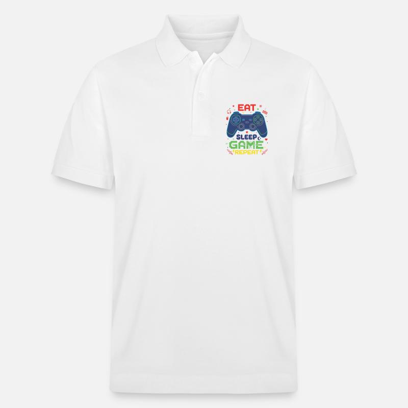 Eat Sleep Game Repeat Neon Controller - Stanley/Stella Unisex Bio-Poloshirt PREPSTER - Weiß