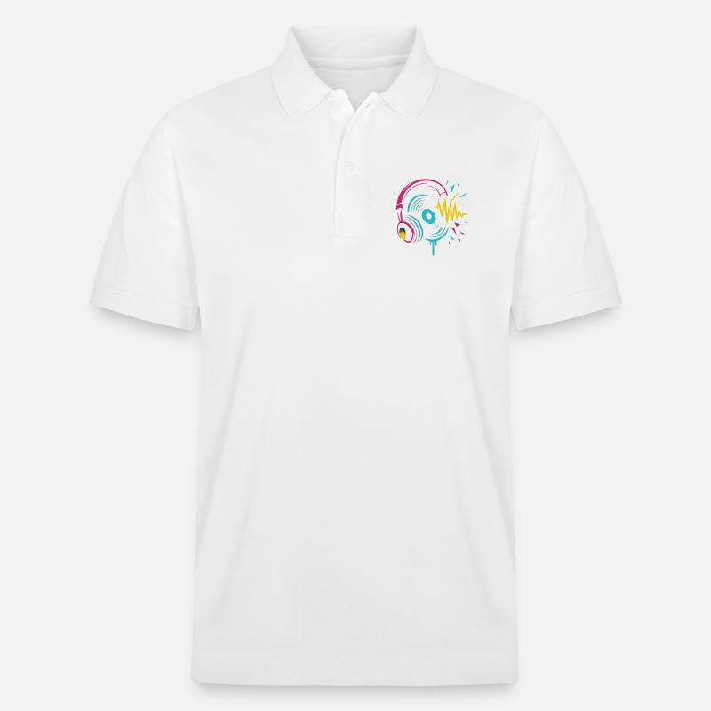 Casque néon, vinyle, son techno rave - Polo PREPSTER bio Stanley/Stella Unisexe - blanc