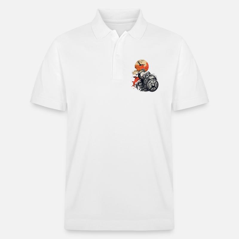 Wikinger Krieger mit Axt und Schild - Stanley/Stella Unisex Bio-Poloshirt PREPSTER - Weiß