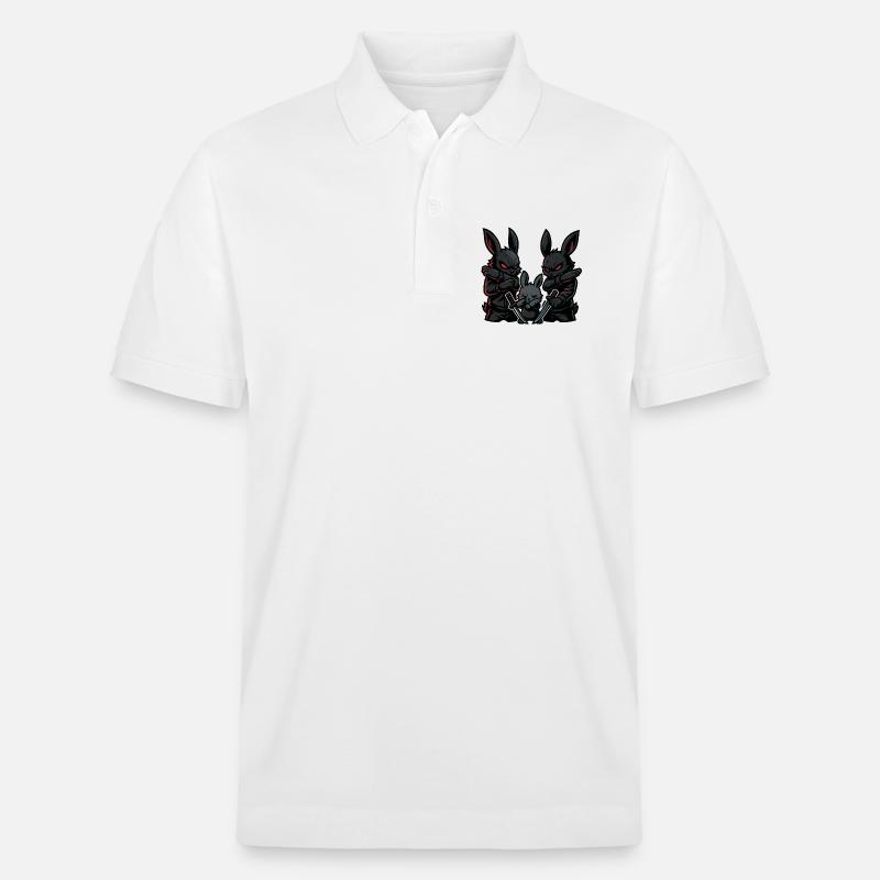 osterhase ninja dabbing, bunny mit katanas - Stanley/Stella Unisex Bio-Poloshirt PREPSTER - Weiß