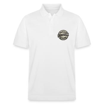 Fraude au temps de travail avec humour - Conception drôle de bureau - Polo PREPSTER bio Stanley/Stella Unisexe - blanc - Devant - Roxy (174cm) & Andy (188cm)