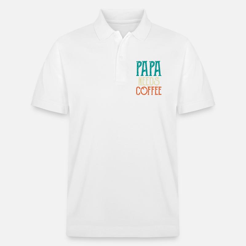 Papa Needs Coffee - Stanley/Stella Unisex Bio-Poloshirt PREPSTER - Weiß