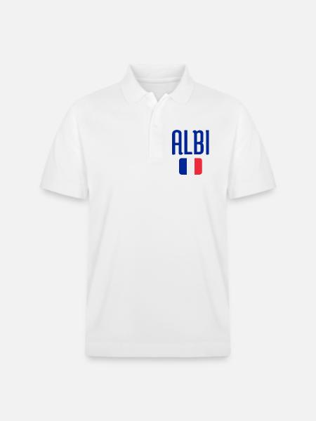 Albi France Flag Emblem - Stanley/Stella Unisex Organic Polo Shirt PREPSTER - white