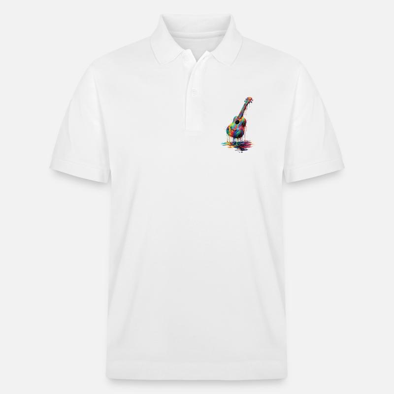 Ukulele with dripping paint - Stanley/Stella Unisex Organic Polo Shirt PREPSTER - white