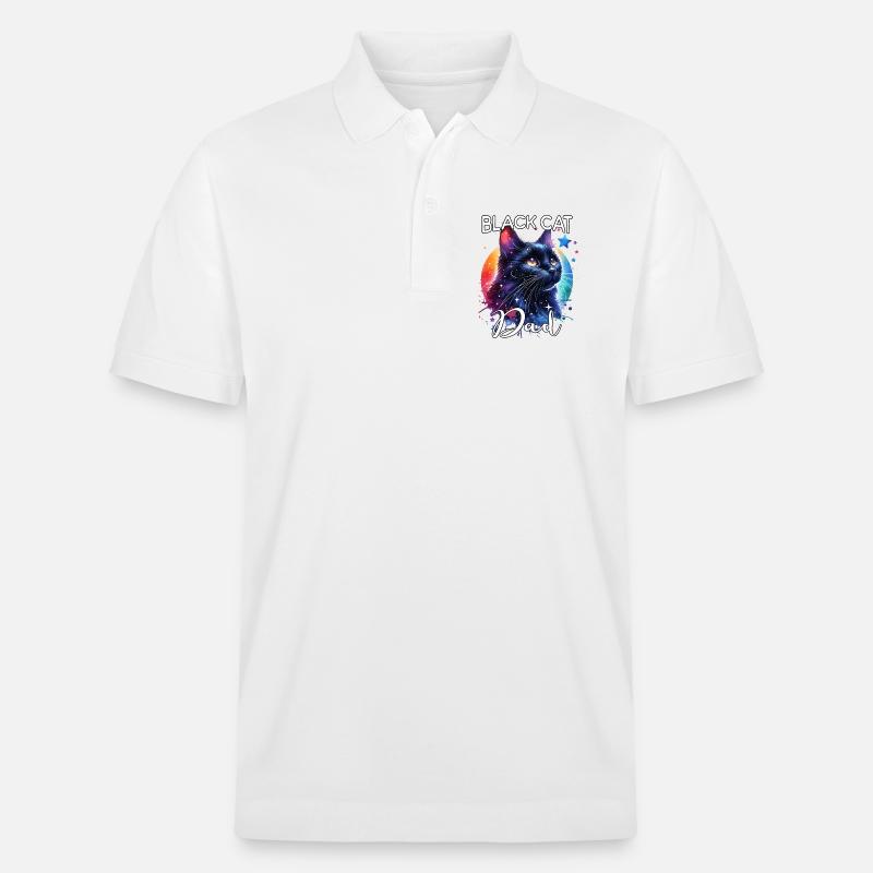 Schwarze Katze Papa - Stanley/Stella Unisex Bio-Poloshirt PREPSTER - Weiß