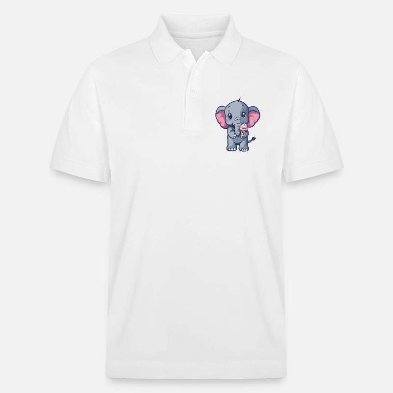 Kleiner Elefant Eiscreme Freund - Stanley/Stella Unisex Bio-Poloshirt PREPSTER - Weiß
