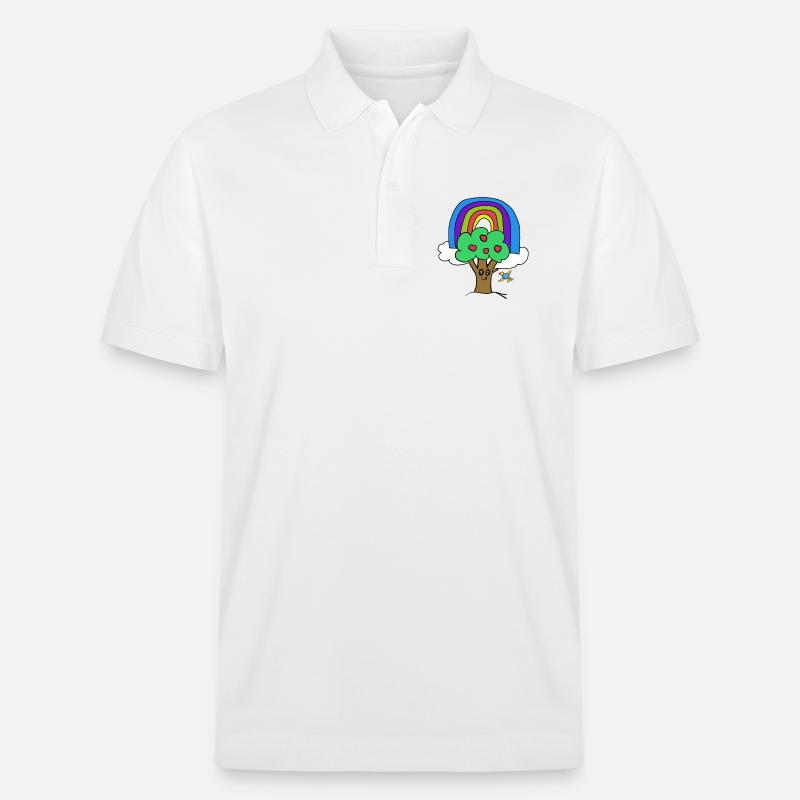 Regenbogen Apfelbaum Vogel Kinder - Stanley/Stella Unisex Bio-Poloshirt PREPSTER - Weiß