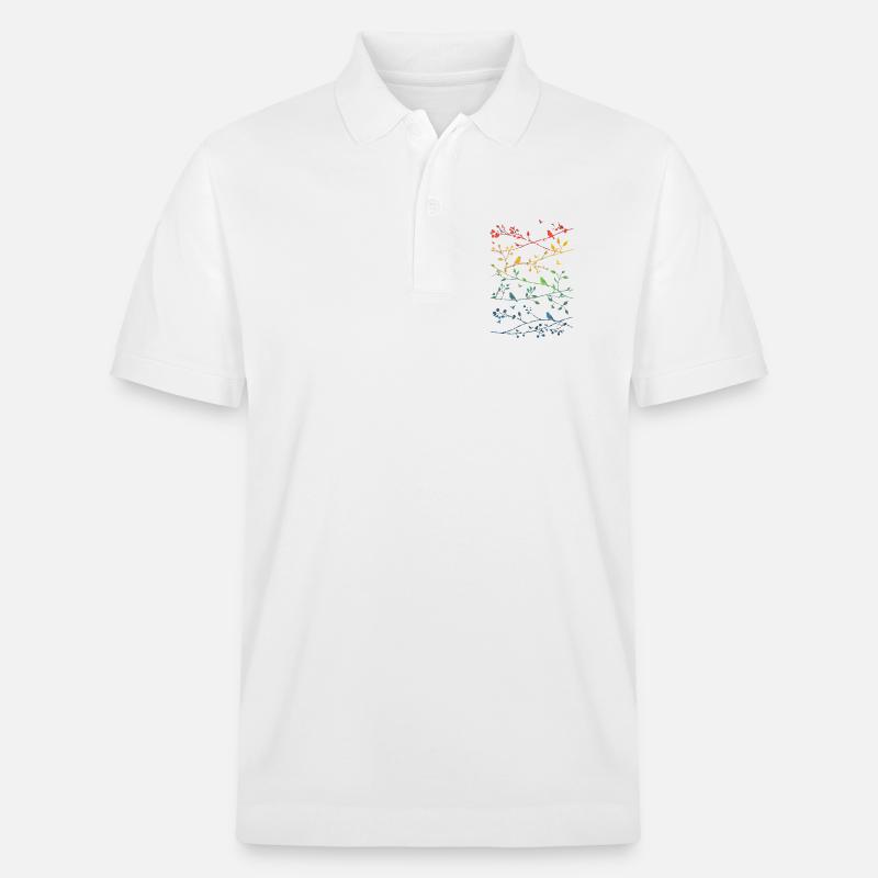 Branches arcenciel et oiseaux - Polo PREPSTER bio Stanley/Stella Unisexe - blanc