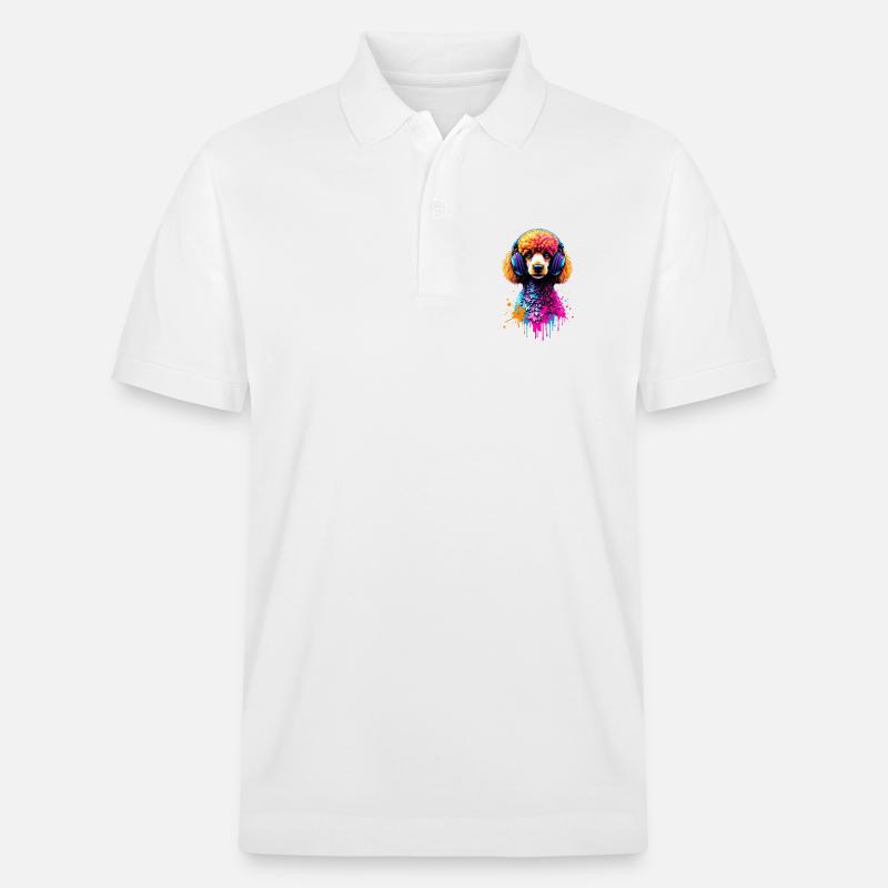 Pudel mit Kopfhörer - Stanley/Stella Unisex Bio-Poloshirt PREPSTER - Weiß