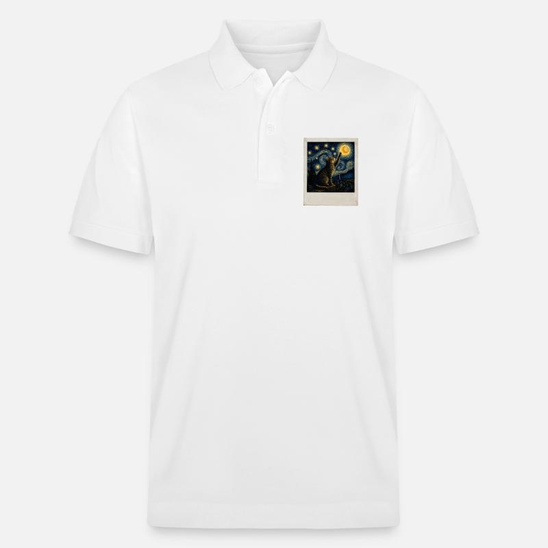 Style Star cat in night - Polo PREPSTER bio Stanley/Stella Unisexe - blanc