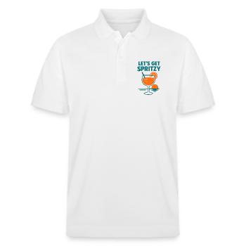 Lass uns spritzig werden - Stanley/Stella Unisex Bio-Poloshirt PREPSTER - Weiß - Vorne - Roxy (174cm) & Andy (188cm)