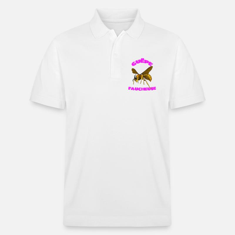 Vector Reaper Wespe – Rosa Bogendesign - Stanley/Stella Unisex Bio-Poloshirt PREPSTER - Weiß