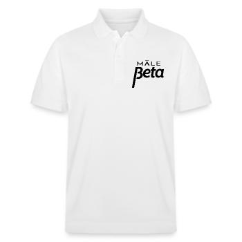 Mâle Bêta, texte noir - Polo PREPSTER bio Stanley/Stella Unisexe - blanc - Devant - Roxy (174cm) & Andy (188cm)