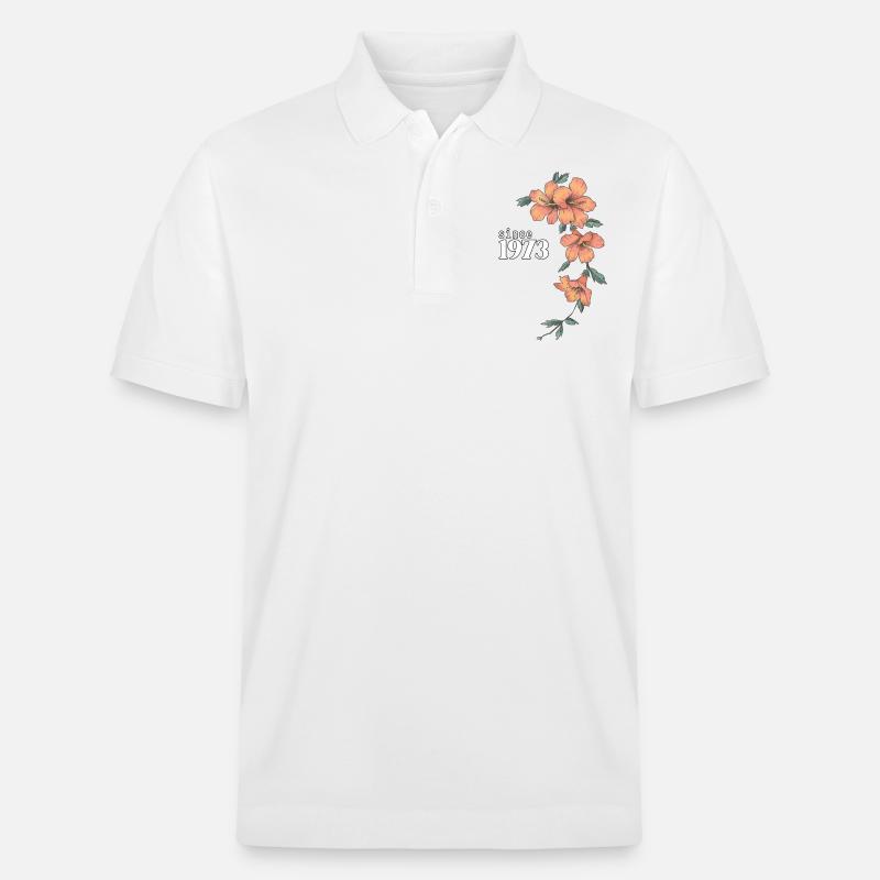 depuis 1973 Fleur d’hibiscus Fleur Anniversaire Dames - Polo PREPSTER bio Stanley/Stella Unisexe - blanc