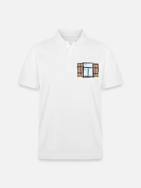 Vecchia finestra con persiane Persiane a battente Disegno - Polo ecologica unisex PREPSTER di Stanley/Stella - bianco