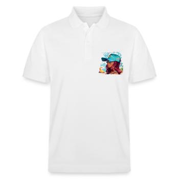 Frau mit roten Haaren - Stanley/Stella Unisex Bio-Poloshirt PREPSTER - Weiß - Vorne - Roxy (174cm) & Andy (188cm)