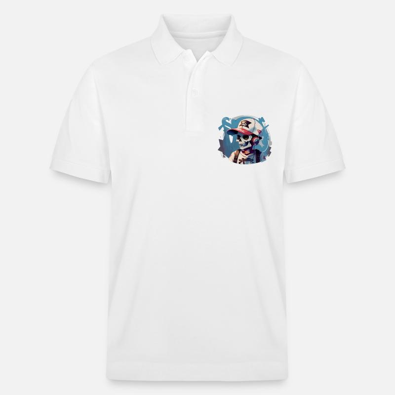 Crâne de graffiti avec écouteurs - Polo PREPSTER bio Stanley/Stella Unisexe - blanc