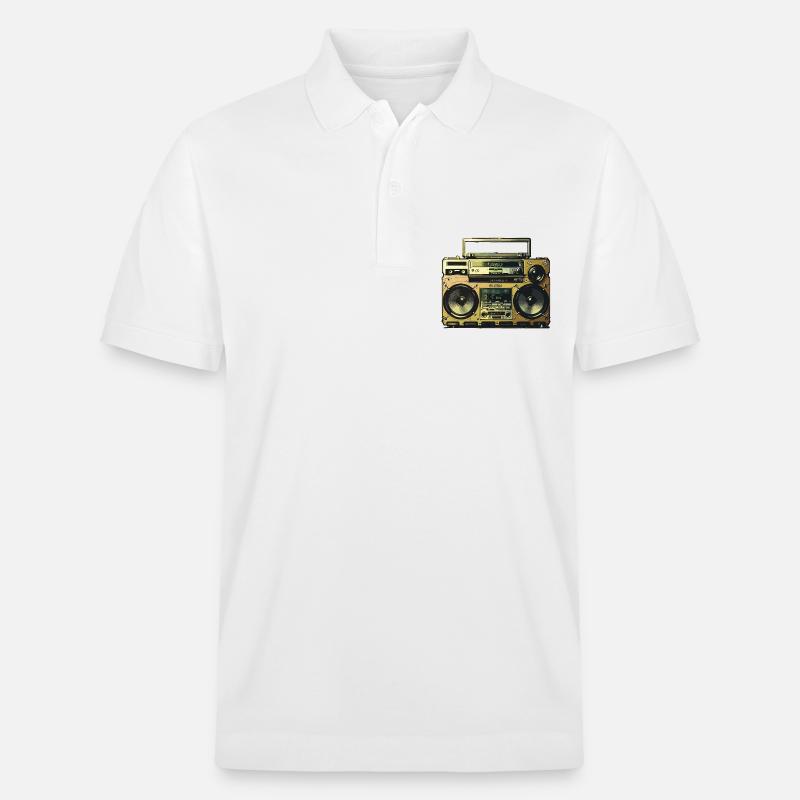 Goldener Ghettoblaster - Stanley/Stella Unisex Bio-Poloshirt PREPSTER - Weiß