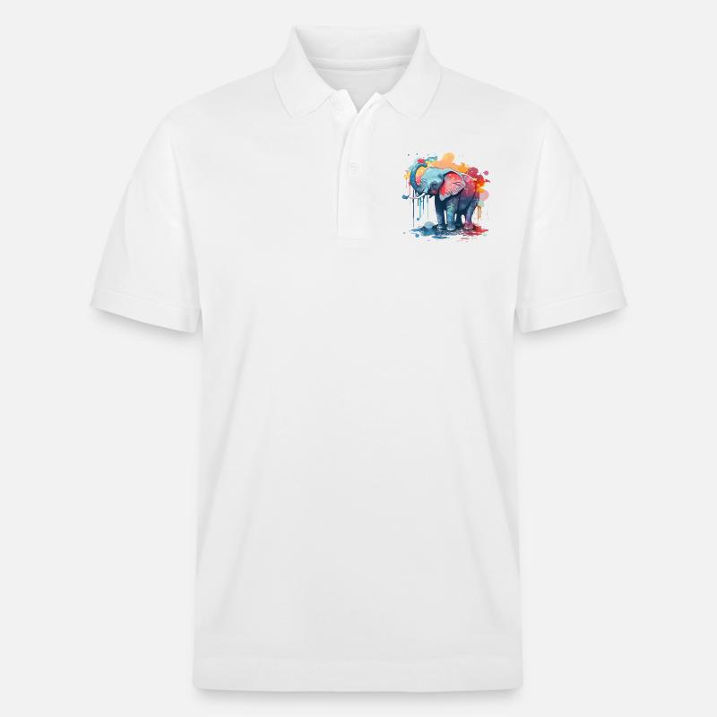 Aquarelle Éléphant Bébé - Polo PREPSTER bio Stanley/Stella Unisexe - blanc