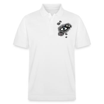 sixties eyes 60s 7 Augen psychedelic - Stanley/Stella Unisex Bio-Poloshirt PREPSTER - Weiß - Vorne - Roxy (174cm) & Andy (188cm)