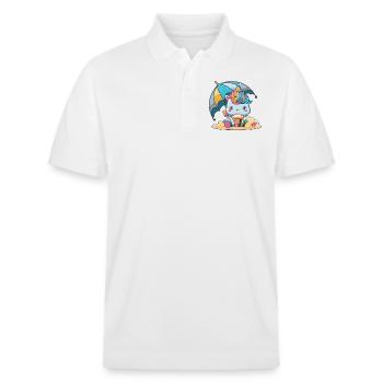 Ice cream fun - refreshingly different - Stanley/Stella Unisex Organic Polo Shirt PREPSTER - white - Front - Roxy (174cm) & Andy (188cm)