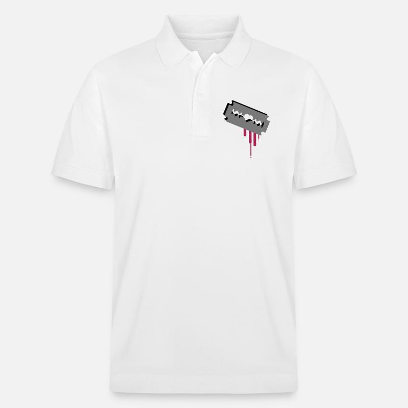 Rasierklinge mit Herz und Blut - Stanley/Stella Unisex Bio-Poloshirt PREPSTER - Weiß