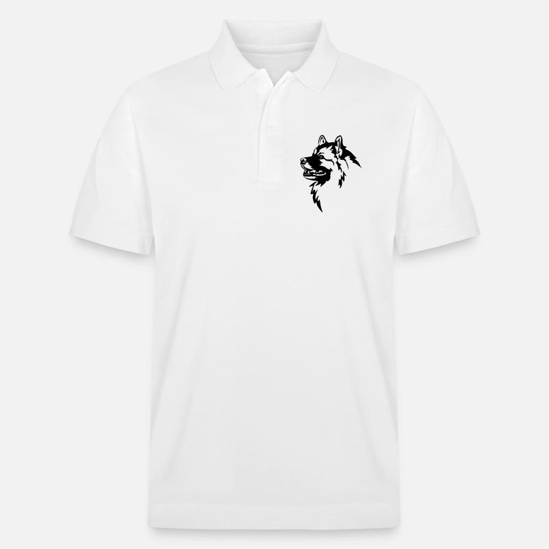 Wolfsspitz Kopf - Stanley/Stella Unisex Bio-Poloshirt PREPSTER - Weiß