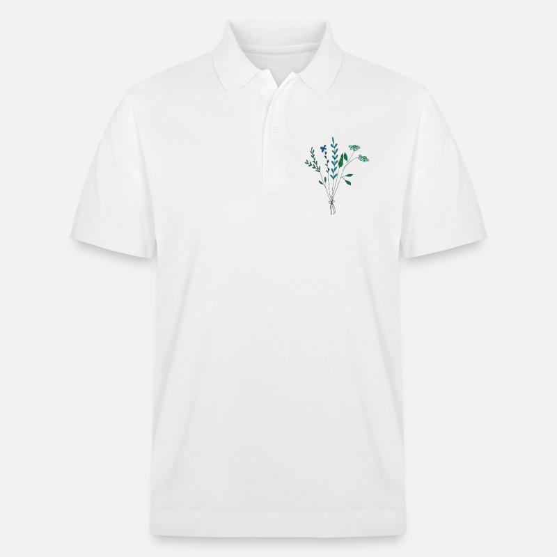 fleur prairie tons bleus fleurs sèches - Polo PREPSTER bio Stanley/Stella Unisexe - blanc