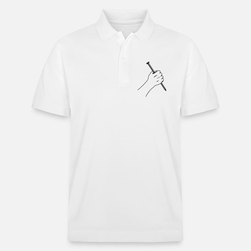 Großer Nagel in Faust - Stanley/Stella Unisex Bio-Poloshirt PREPSTER - Weiß