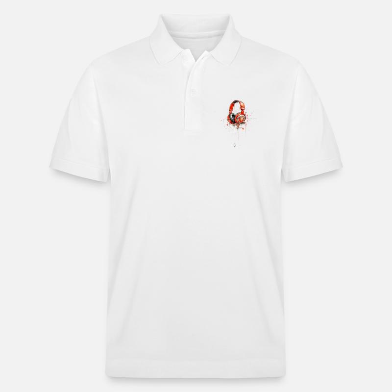 Kopfhörer Musik Comic - Stanley/Stella Unisex Bio-Poloshirt PREPSTER - Weiß