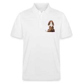 Basset Hund - Stanley/Stella Unisex Bio-Poloshirt PREPSTER - Weiß - Vorne - Roxy (174cm) & Andy (188cm)