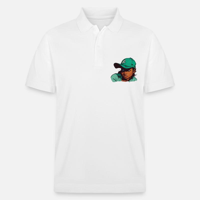 Hellhäutiges Mädchen mit Baseballmütze - Stanley/Stella Unisex Bio-Poloshirt PREPSTER - Weiß