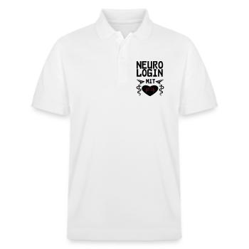Neurologin mit Herz Geschenk - Stanley/Stella Unisex Bio-Poloshirt PREPSTER - Weiß - Vorne - Roxy (174cm) & Andy (188cm)