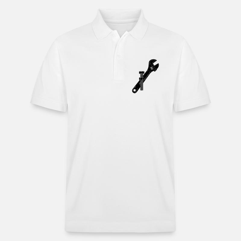 Baco Schlüsselmutter und Schraube - Stanley/Stella Unisex Bio-Poloshirt PREPSTER - Weiß